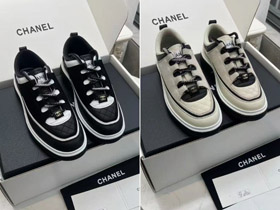 Chanel new platform panda-style color-blocked quilted dad sneakers-5702  